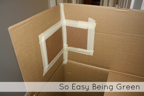 cardboard box opened with tape
