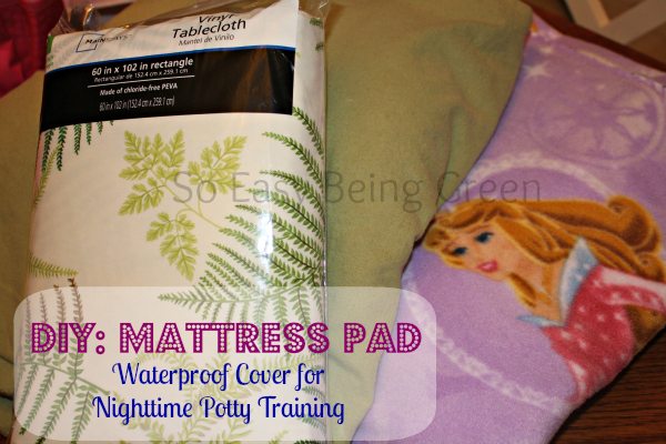 DIY Waterproof Mattress Pad Cover made with flannel sheets, a  vinyl tablecloth, and and fleece
