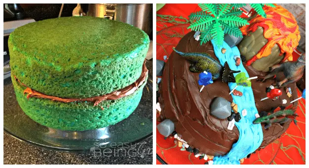 Dinosaur Party Birthday Cake Collage
