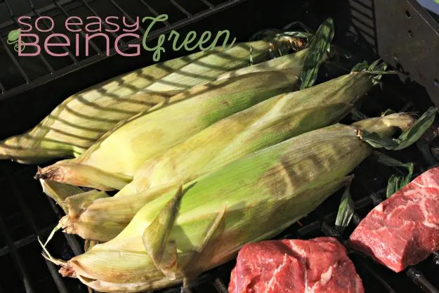 grill corn in husk right beside other foods
