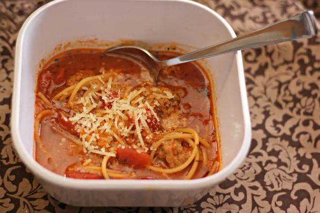 Spaghetti Soup with Mini Meatballs