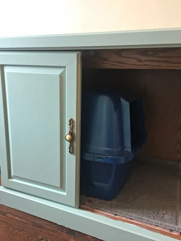 Extra Large Cat Litter Box inside Cabinet