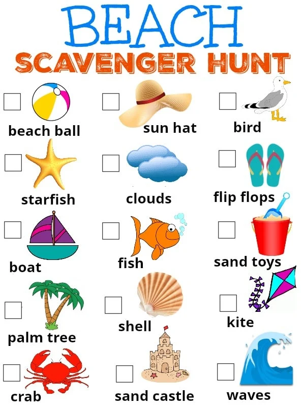 beach scavenger hunt for kids