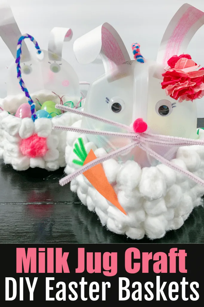 easter bunny baskets made out of milk jug craft